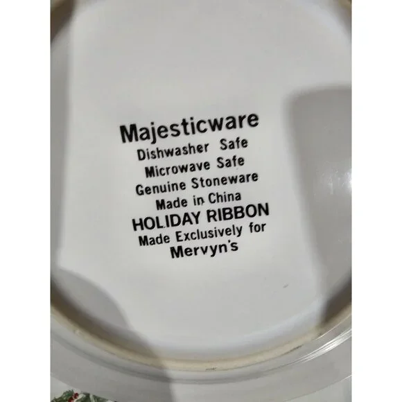Majesticware Holiday Ribbon Christmas Set Of 4 Salad Plates Vintage 7.5"